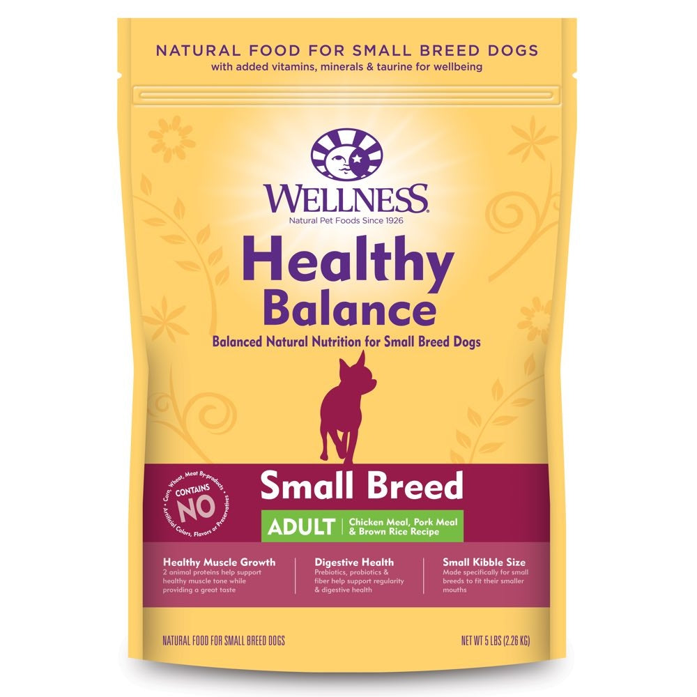 "Wellness Healthy Balance Chicken Meal, Pork Meal for Adult Small Breed Dry Dog Food"