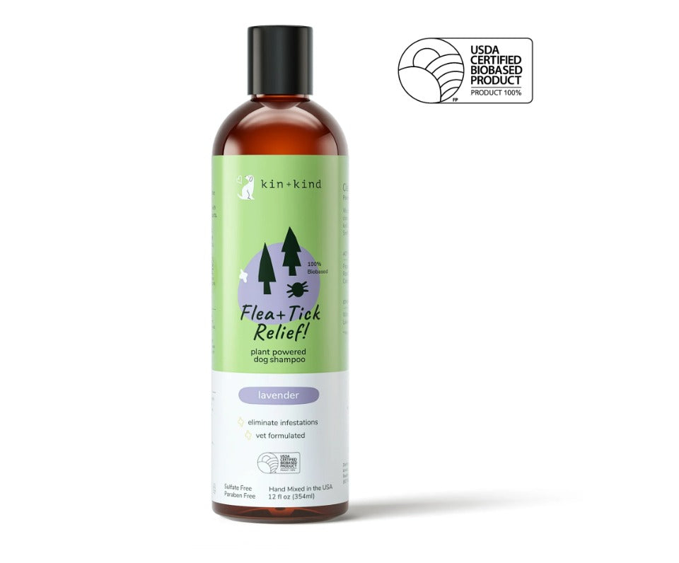 10% OFF: Kin+Kind Flea & Tick Relief Dogs Shampoo (Lavender Scented) 12oz