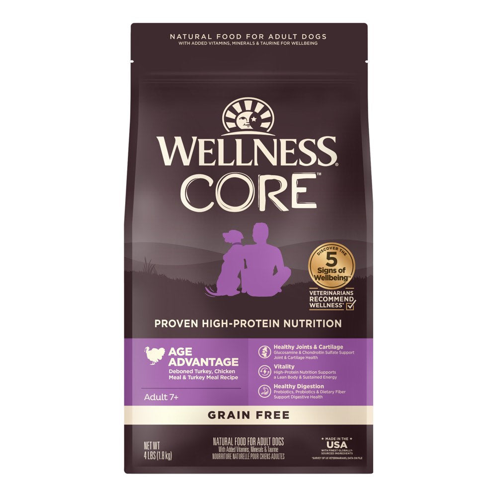 'FREE FD TREATS': Wellness CORE Grain-Free Age Advantage Senior Dry Dog Food