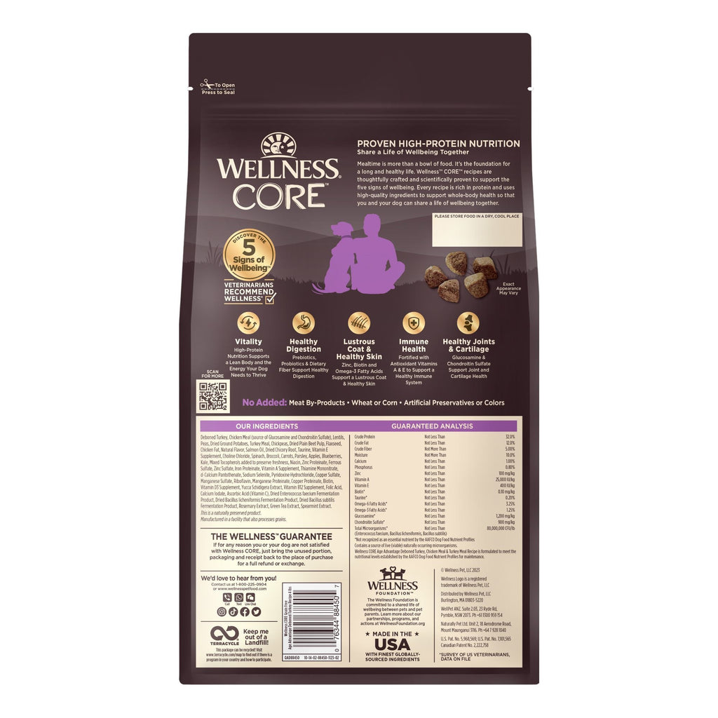 'FREE FD TREATS': Wellness CORE Grain-Free Age Advantage Senior Dry Dog Food