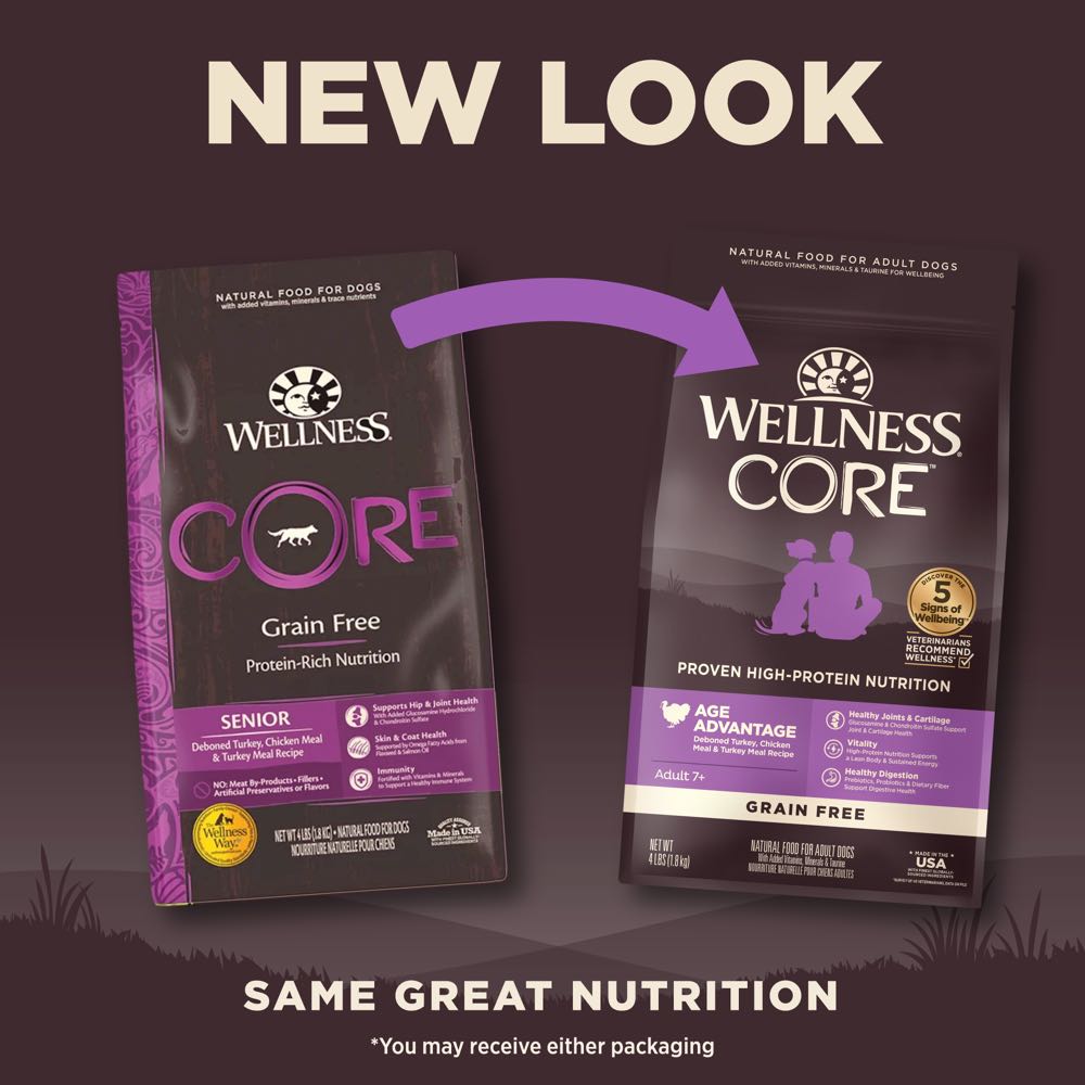 'FREE FD TREATS': Wellness CORE Grain-Free Age Advantage Senior Dry Dog Food