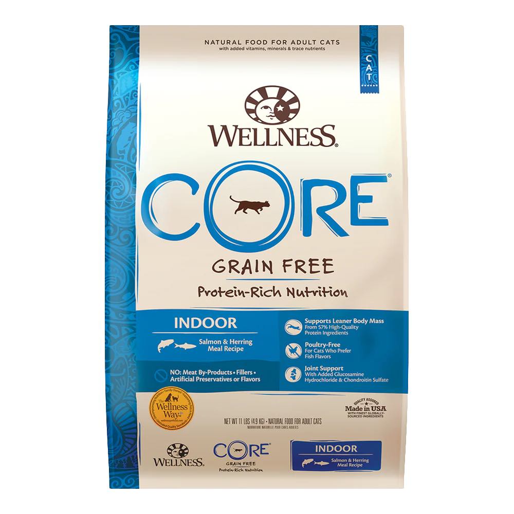 'FREE TREATS': Wellness CORE+ Indoor Salmon & Herring Grain-Free Dry Cat Food