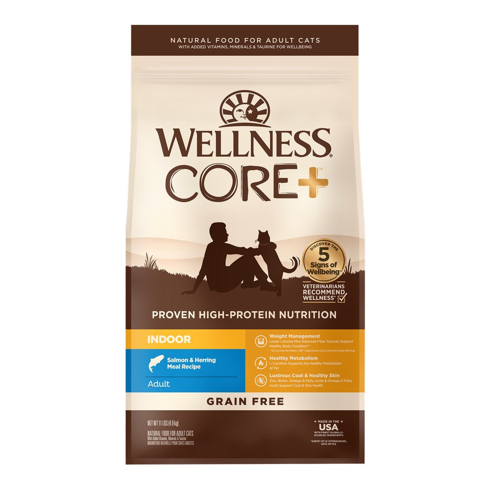 'FREE TREATS': Wellness CORE+ Indoor Salmon & Herring Grain-Free Dry Cat Food