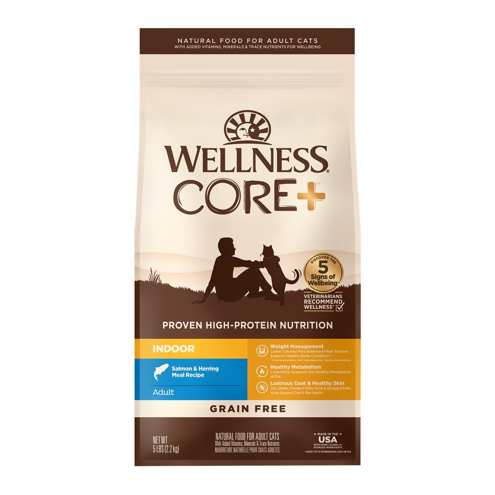 'FREE TREATS': Wellness CORE+ Indoor Salmon & Herring Grain-Free Dry Cat Food