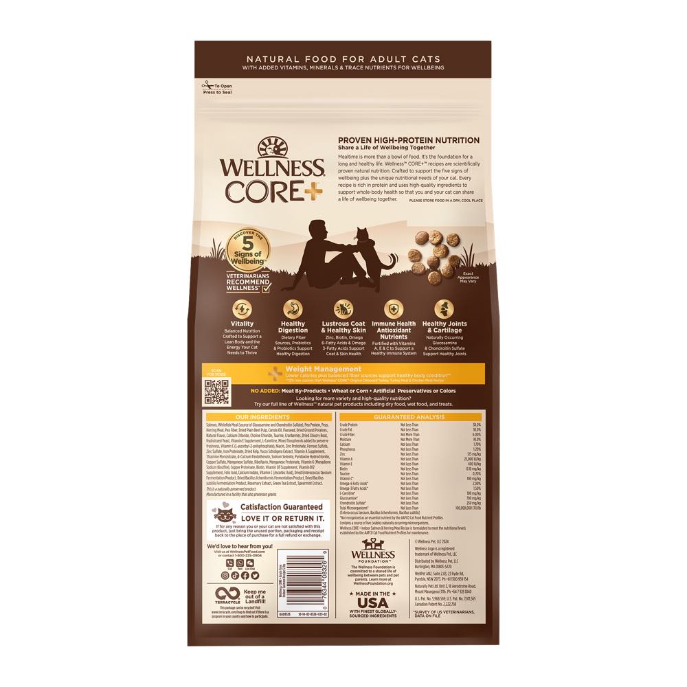 'FREE TREATS': Wellness CORE+ Indoor Salmon & Herring Grain-Free Dry Cat Food