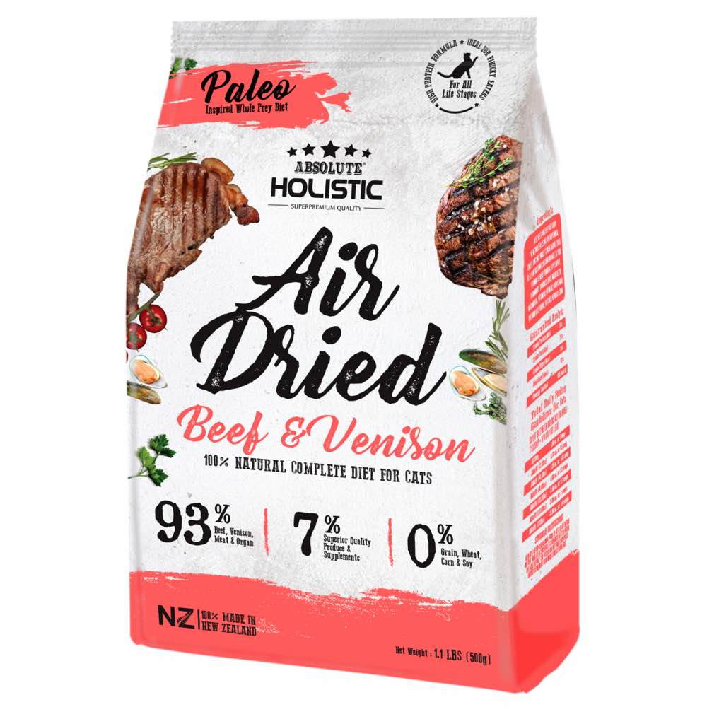 Absolute Holistic Beef & Venison Air Dried Grain-Free Cat Food 500g