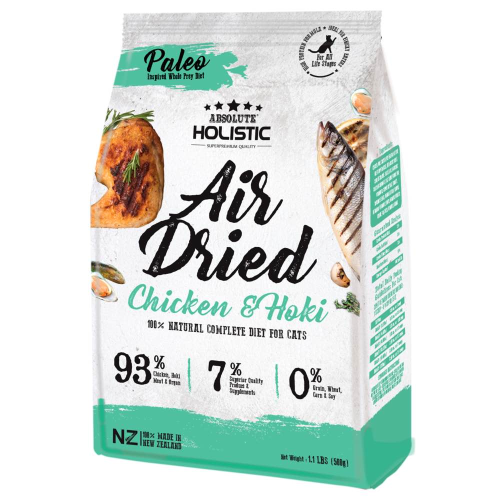 Absolute Holistic Chicken & Hoki Air Dried Grain-Free Cat Food 500g