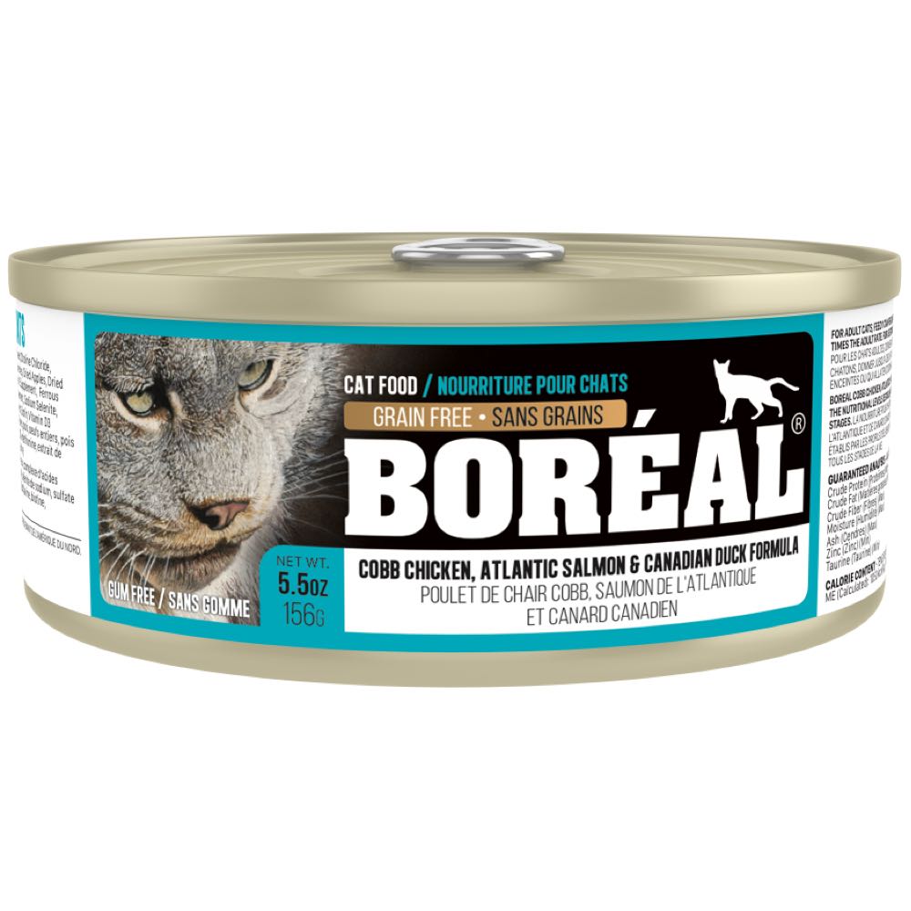 "Boreal Cobb Chicken, Atlantic Salmon & Canadian Duck Grain Free Canned Cat Food 156g"
