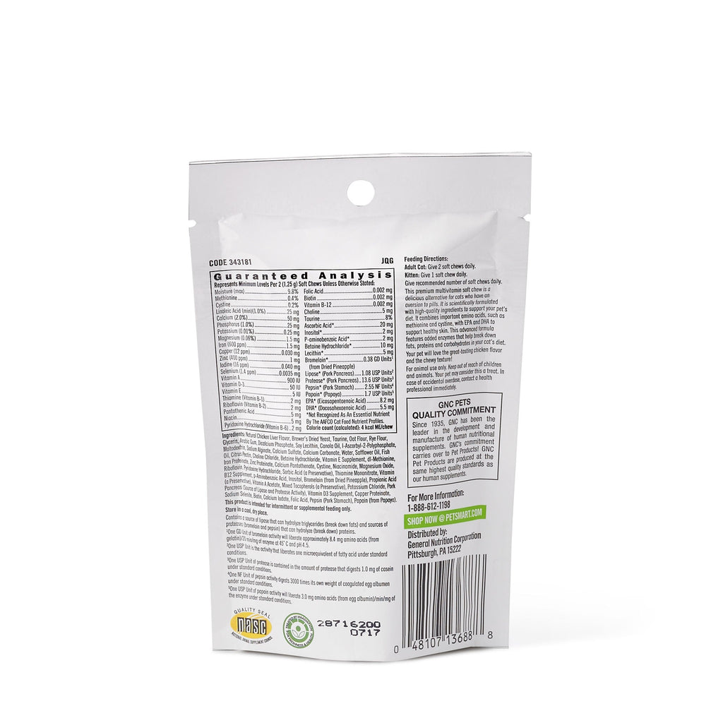 GNC Pets Ultra Mega Multivitamin Plus Chicken-Flavor Soft Chews Cat Supplement 45ct