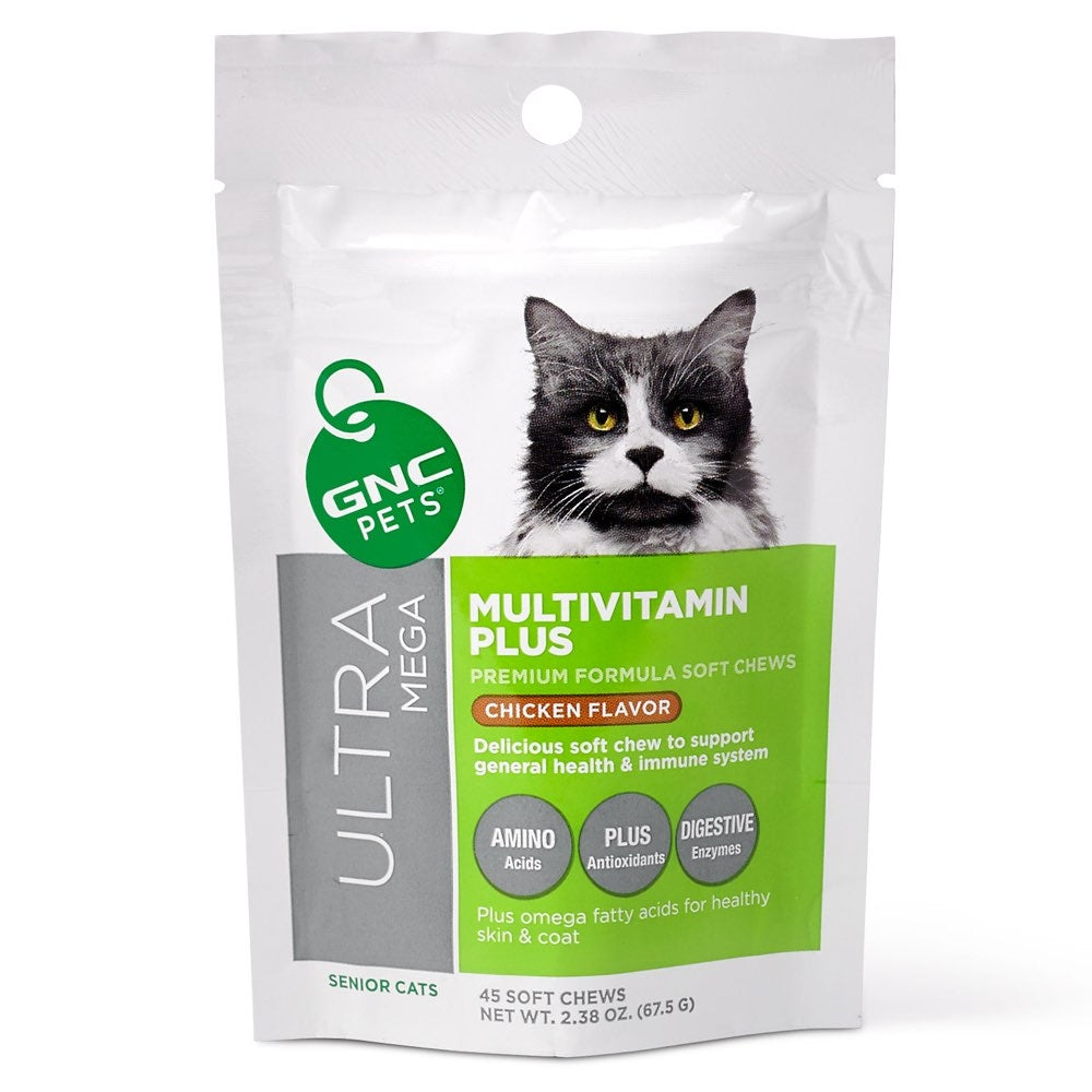 GNC Pets Ultra Mega Multivitamin Plus Chicken-Flavor Soft Chews Senior Cat Supplement 45ct