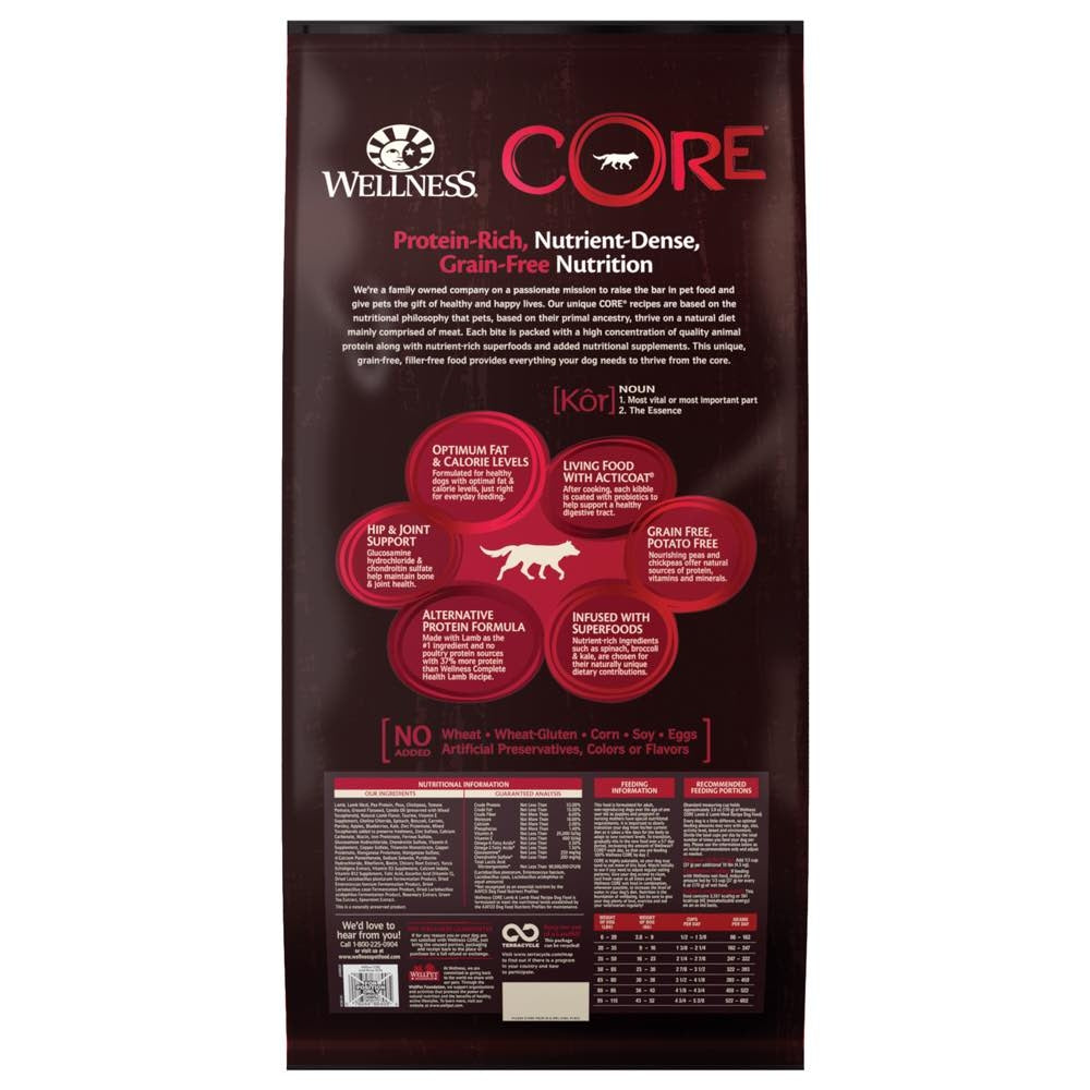 'FREE FD TREATS': Wellness CORE Grain-Free Lamb Dry Dog Food