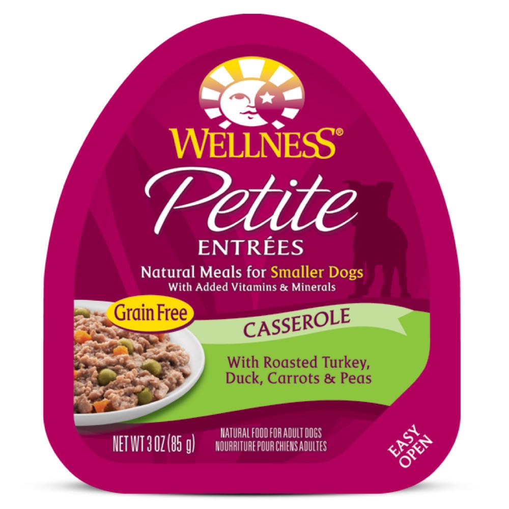 "Wellness Petite Entrees Casserole Roasted Turkey, Duck Grain-Free Tray Dog Food 85g"